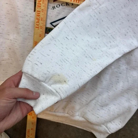 Vintage 90's Raglan Cut Wyoming Rocky Mountains Graphic Hoodie USA Made Outdoors - Picture 6 of 7